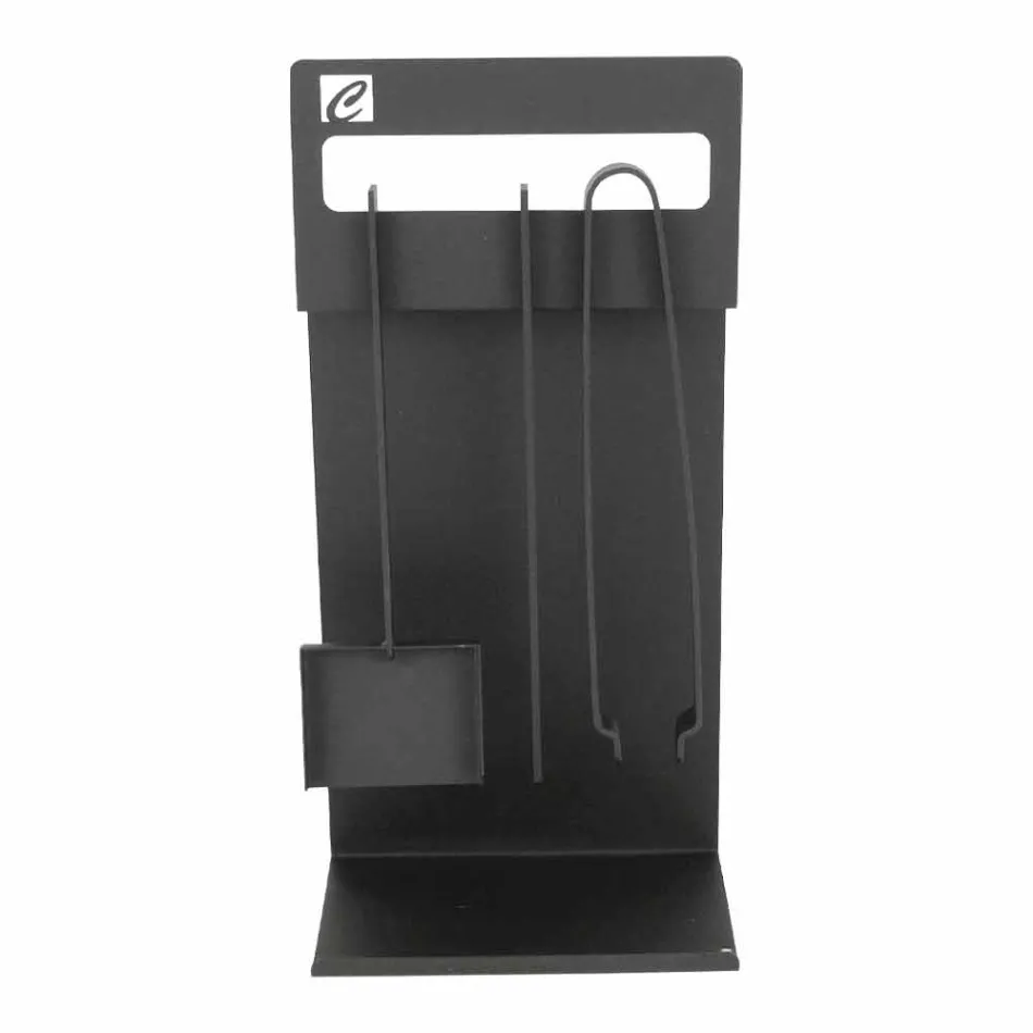 Seti i mjeteve të projektimit për fireplace në çelik të zi të bërë në Itali - Ostro Viadurini