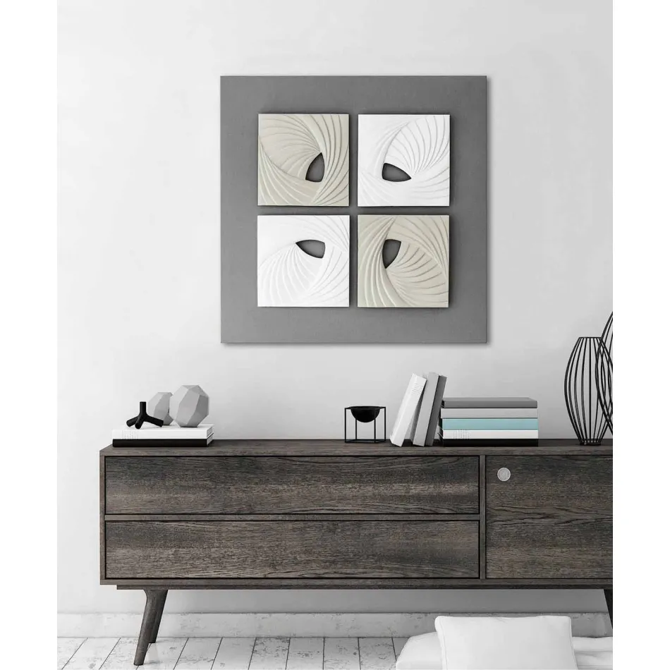 Dizajn i Bardhë dhe Gri Moderne Instalimi dekorativ i murit - Bossy Viadurini