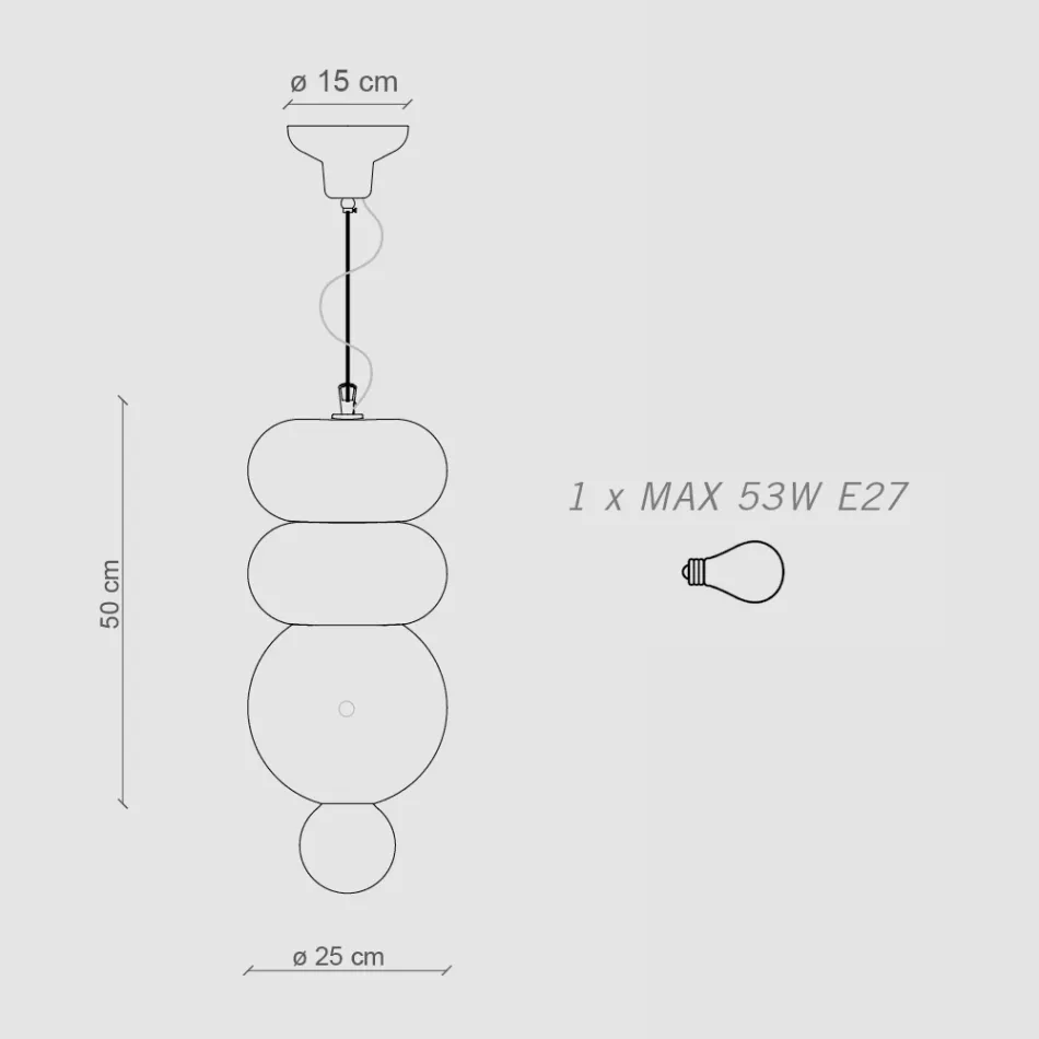 Llamba me 3 elemente ne qeramike te formave te ndryshme Made in Italy - Bumbum Viadurini