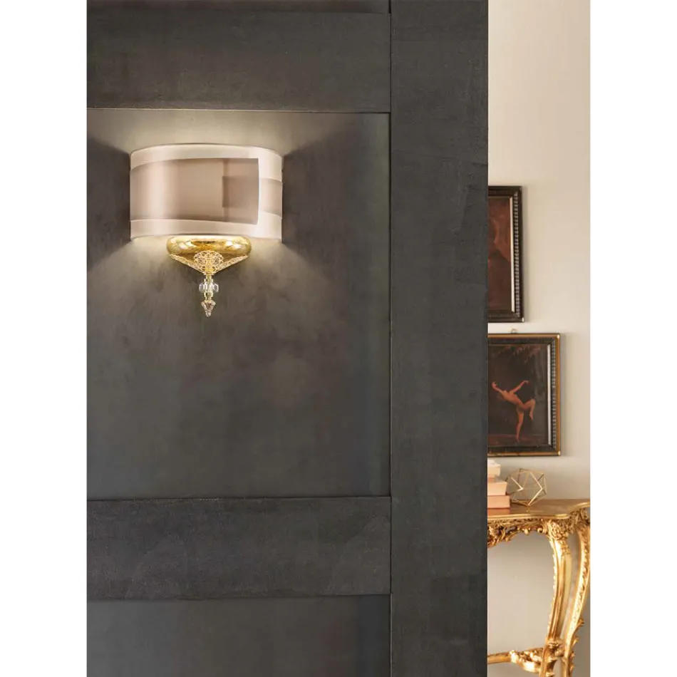 Llambë muri klasike italiane artizanale me abazhur - magrena Viadurini