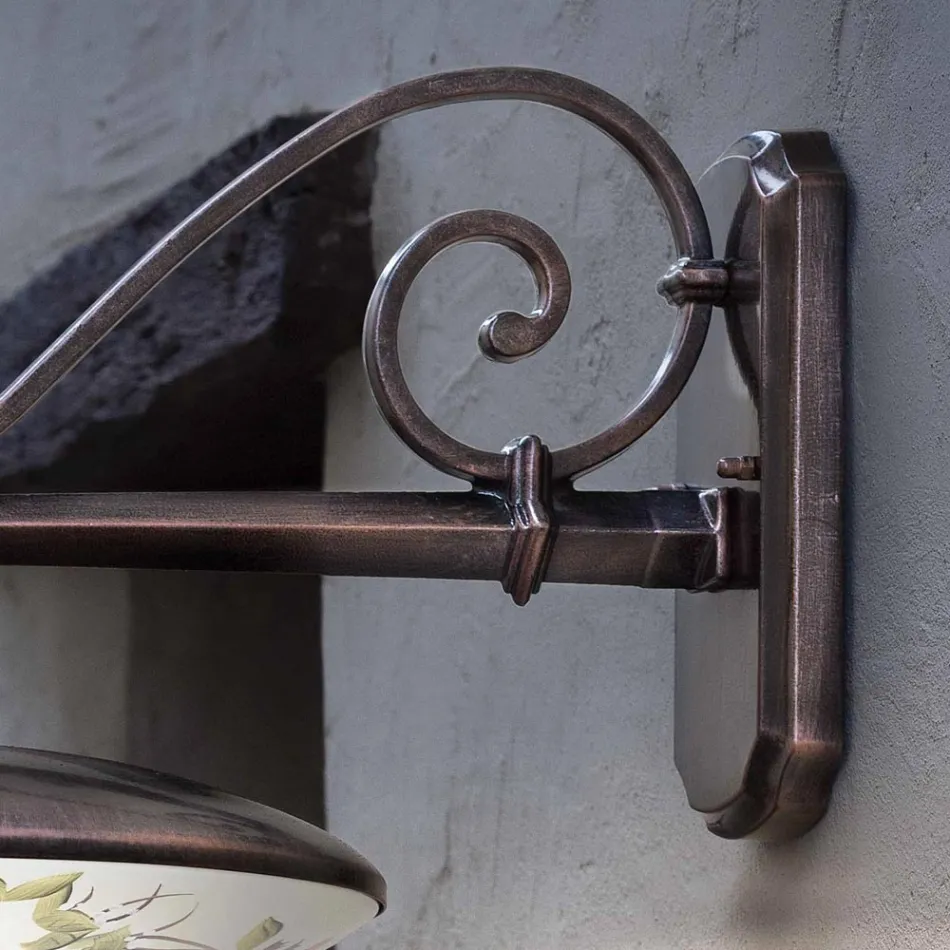 Llambë muri kopshti me lule alumini të zeza të lyera me dorë - latine Viadurini