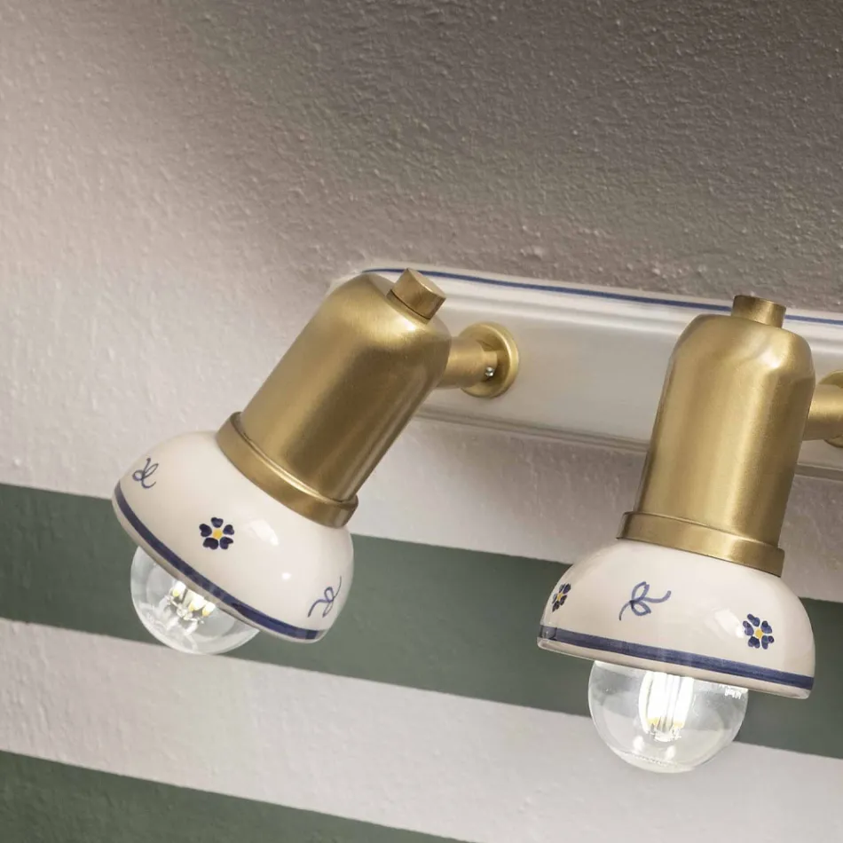 Llamba lineare muri 3 dritat e vëmendjes në tunxh dhe qeramikë e punuar me dorë - Savona Viadurini