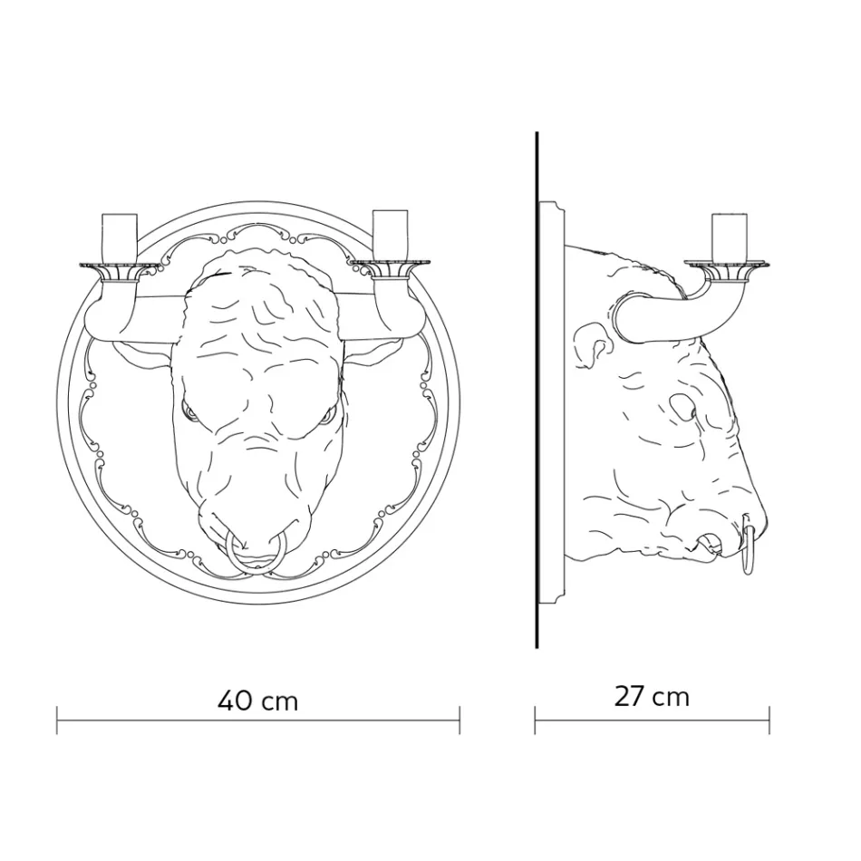 Llambë muri me 2 drita në dizajn qeramike në formë demi - Marrena Viadurini