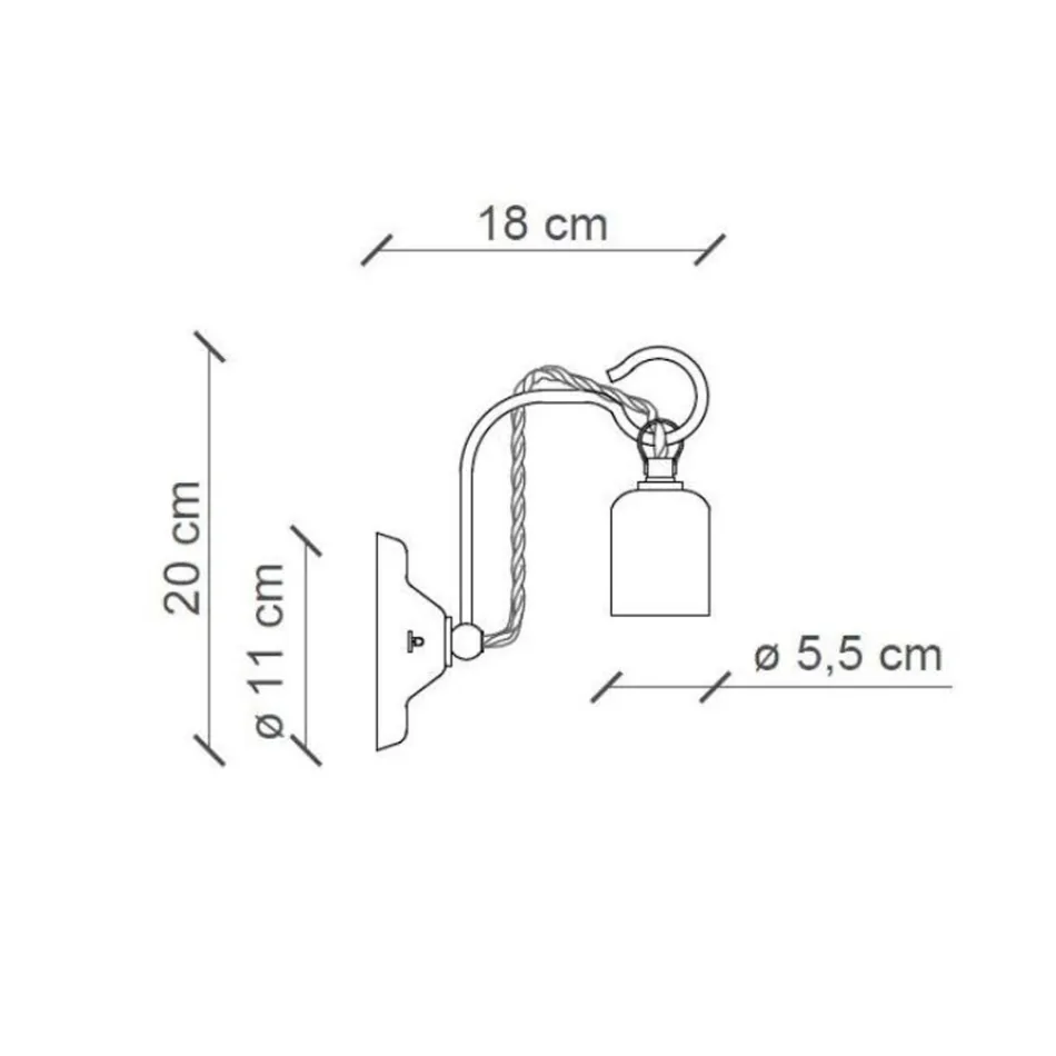 Llamba muri Industriale Artizanale ne Hekur dhe Qeramike - Vintage Viadurini