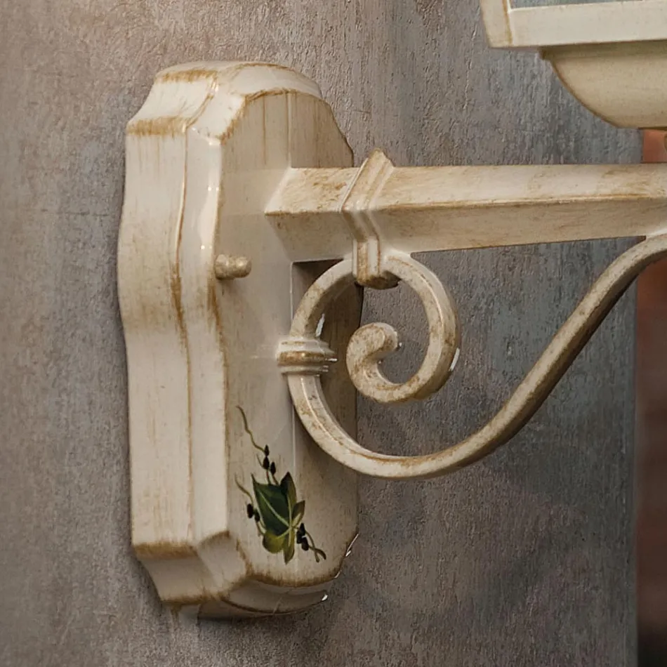 Llamba muri në alumin të bardhë dhe dekorim i lyer me dorë - Gorizia Viadurini