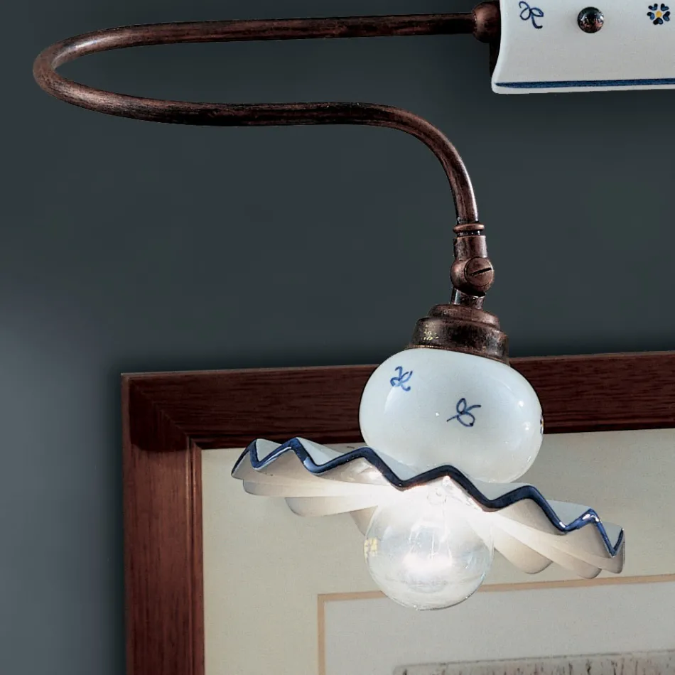 Llambë muri qeramike artizanale e dekoruar me dorë - Romë Viadurini