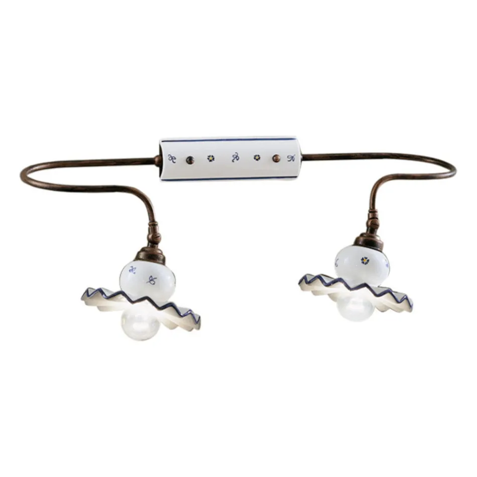 Llambë muri qeramike artizanale e dekoruar me dorë - Romë Viadurini