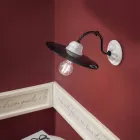 Llambë muri në stilin e bardhë qeramike dhe metal të zi Vintage - Fuqi Viadurini