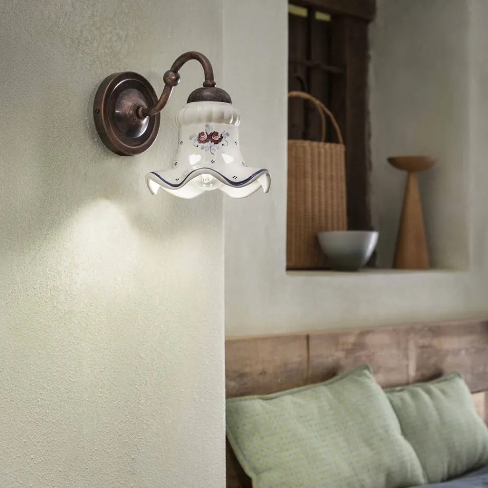 Dritë varëse qeramike e stilit fshatar Chieti nga Ferroluce Viadurini