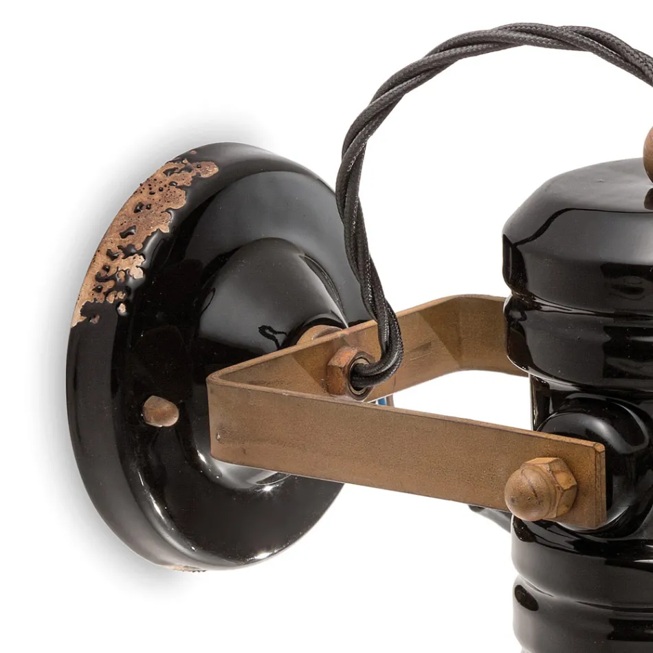 Llamba muri ne hekur dhe qeramike industriale e punuar me dore - Urban Viadurini