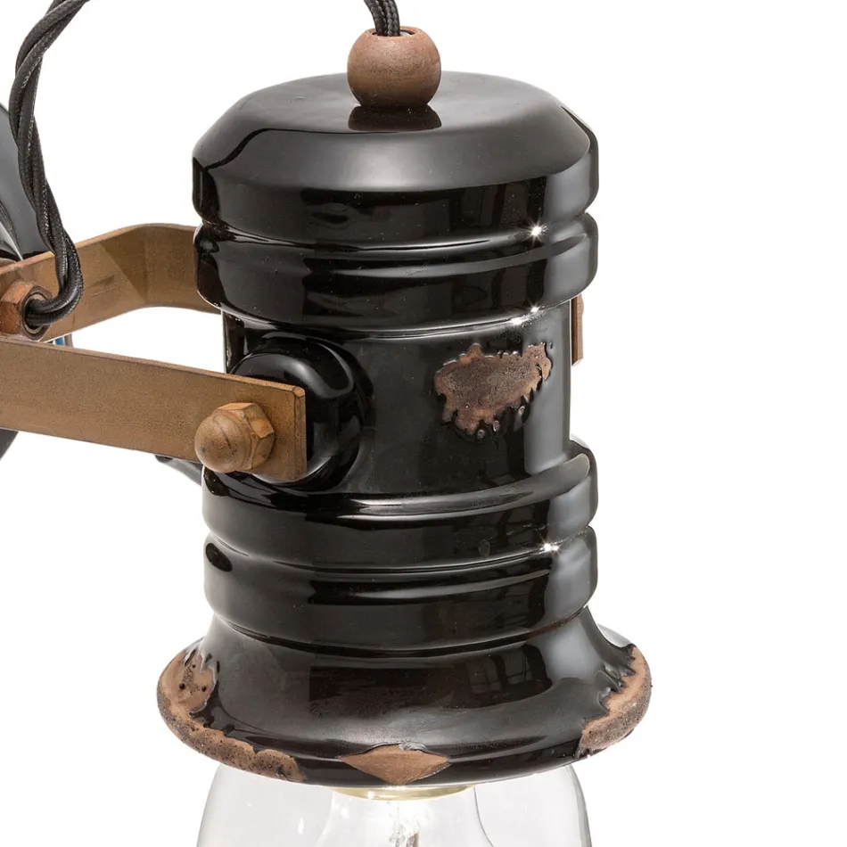 Llamba muri ne hekur dhe qeramike industriale e punuar me dore - Urban Viadurini