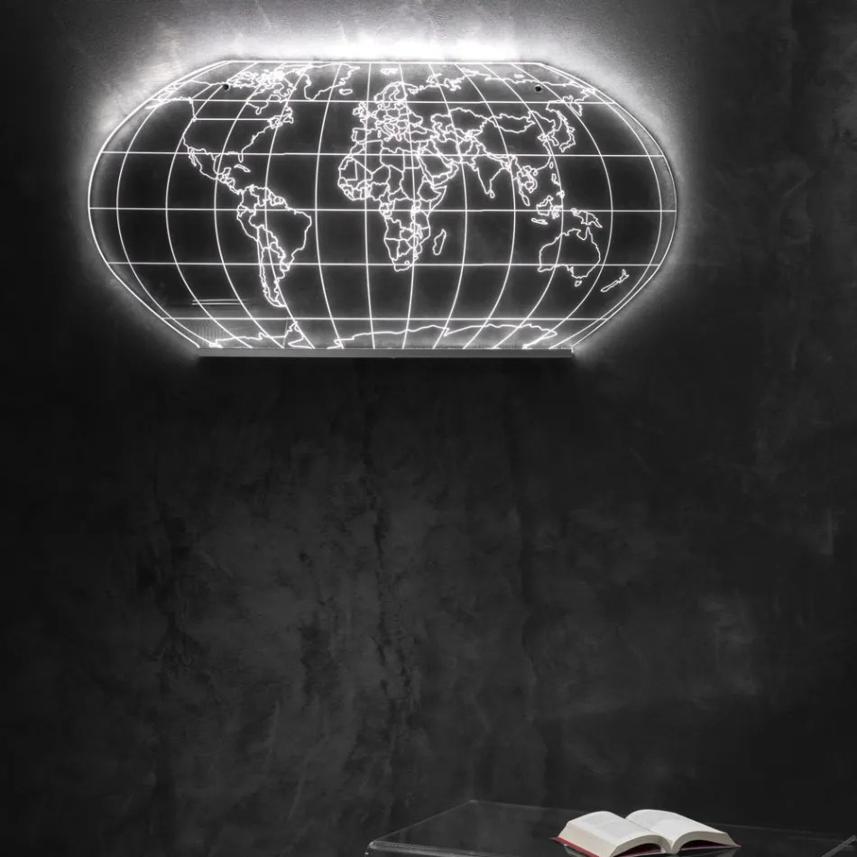 Llambë muri Planisphere në kristal akrilik të gdhendur me lazer - Rihanna Viadurini