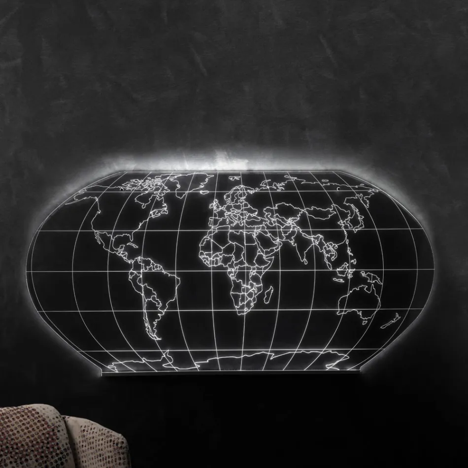 Llambë muri Planisphere në kristal akrilik të gdhendur me lazer - Rihanna Viadurini