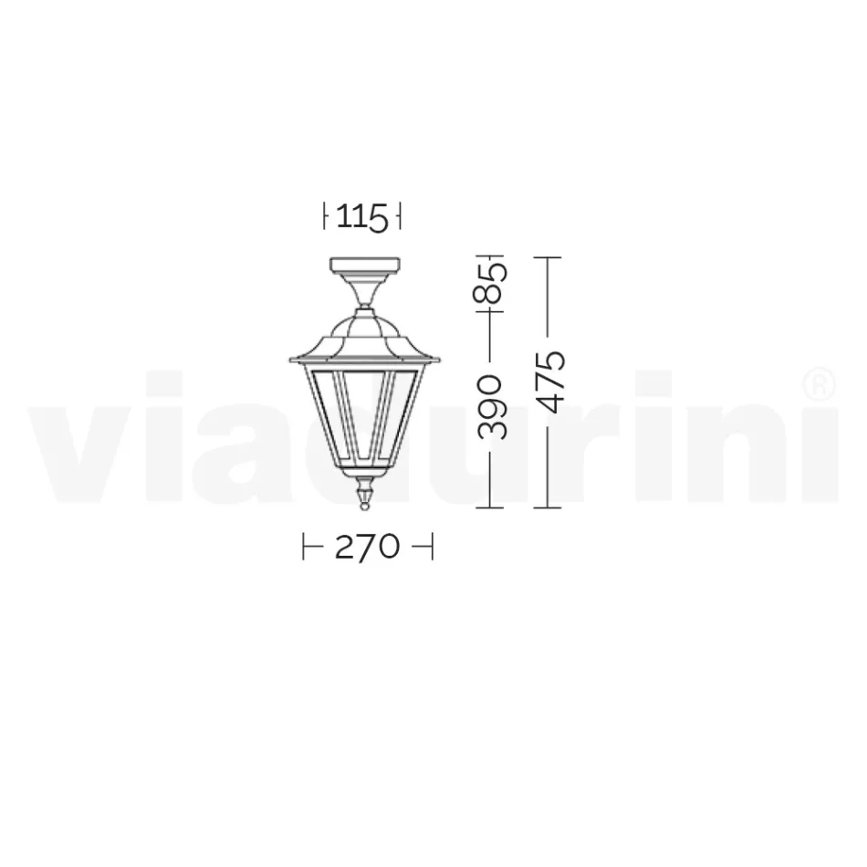 Llambë tavani kopshti në xhami dhe 5 finitura prej alumini - Pinako Viadurini