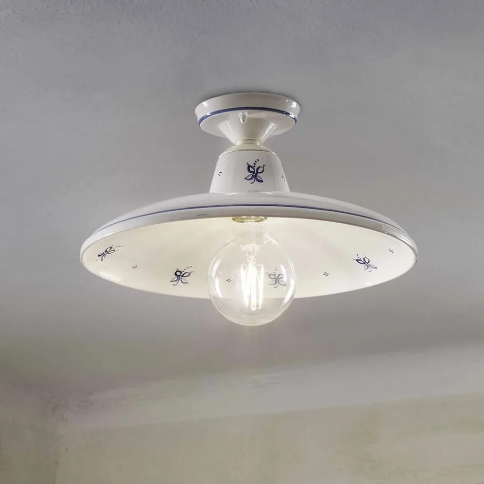 Llamba tavani me dekorime qeramike dhe vintage të lyera me dorë - Como Viadurini