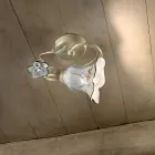 Llamba tavani ne metal dhe qeramike me trëndafil te lyer me dore - Pisa Viadurini