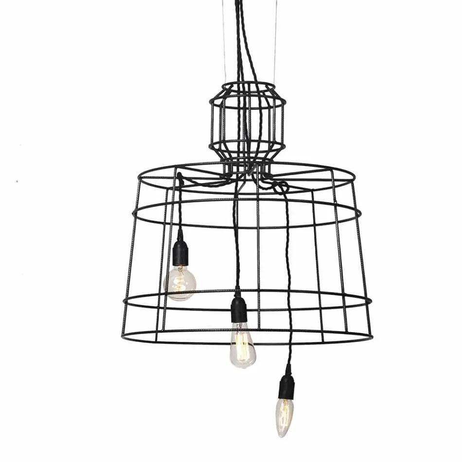 Llambë pezullimi 3 drita në dizajn metali të bardhë ose natyror - stilolaps Viadurini