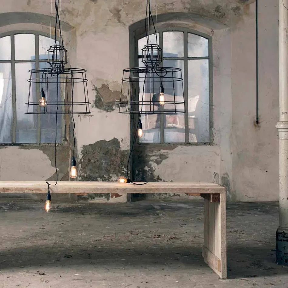 Llambë pezullimi 3 drita në dizajn metali të bardhë ose natyror - stilolaps Viadurini