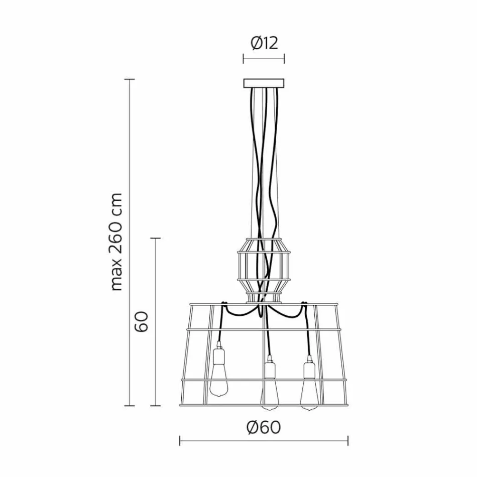 Llambë pezullimi 3 drita në dizajn metali të bardhë ose natyror - stilolaps Viadurini