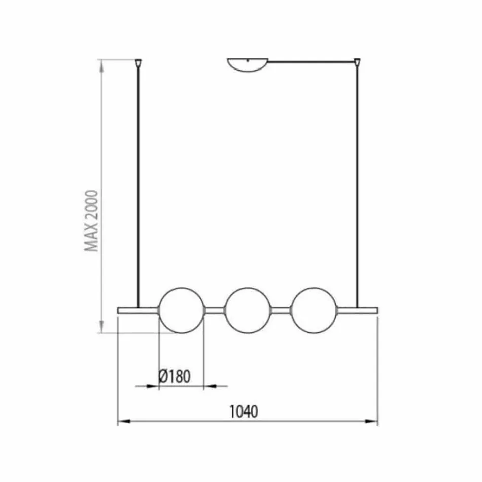 Llambë pezullimi 3 drita në tunxh dhe xham 2 përfundime - Alma nga Il Fanale Viadurini