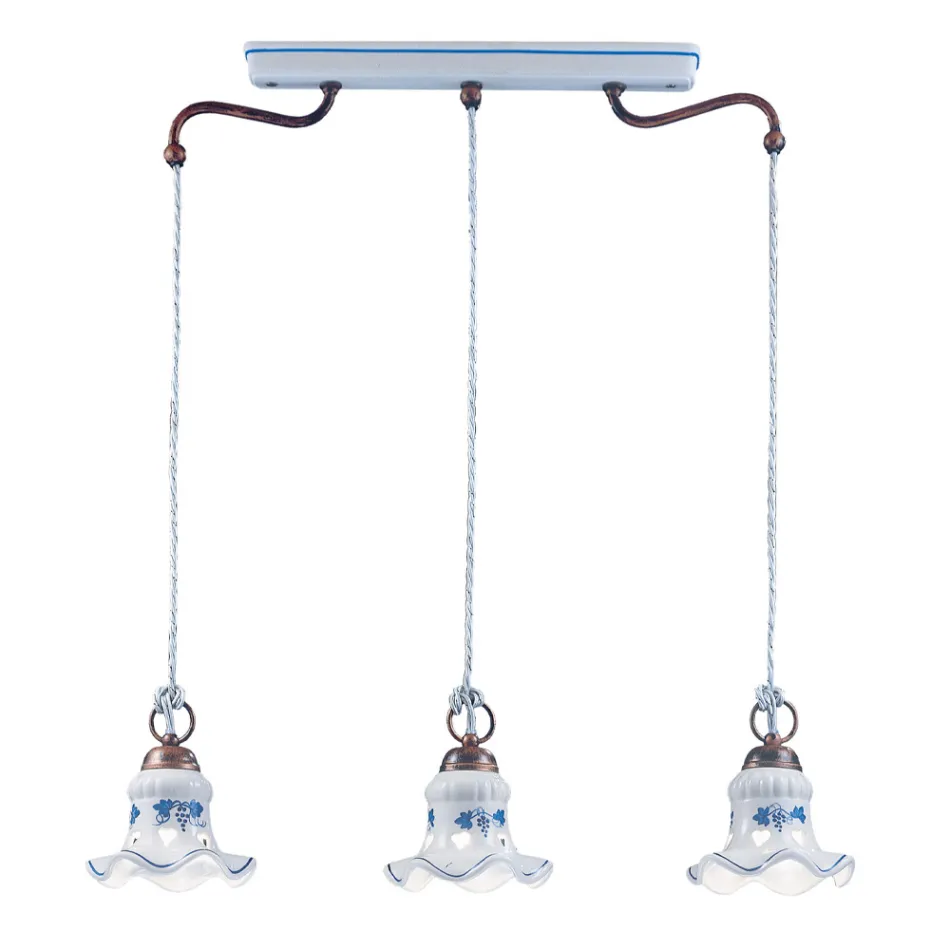 Llamba pezulluese 3 Drita Hekur dhe Qeramikë e punuar me dorë - Chieti Viadurini