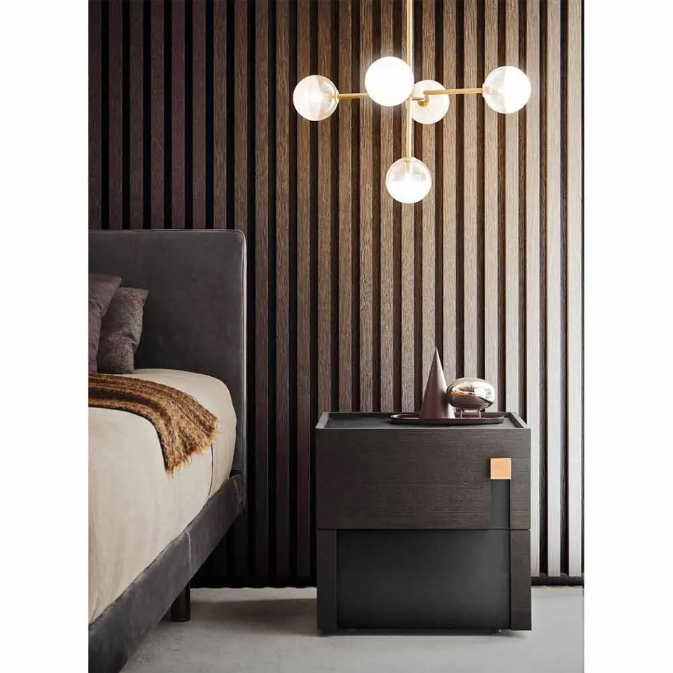 Llambë pezullimi 5 drita në tunxh dhe xham natyror - Molecola nga Il Fanale Viadurini