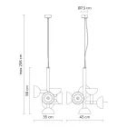 Llamba pezulluese 6 Drita Dizajni në Alumin e Bardhë ose të Zi - Celio Viadurini