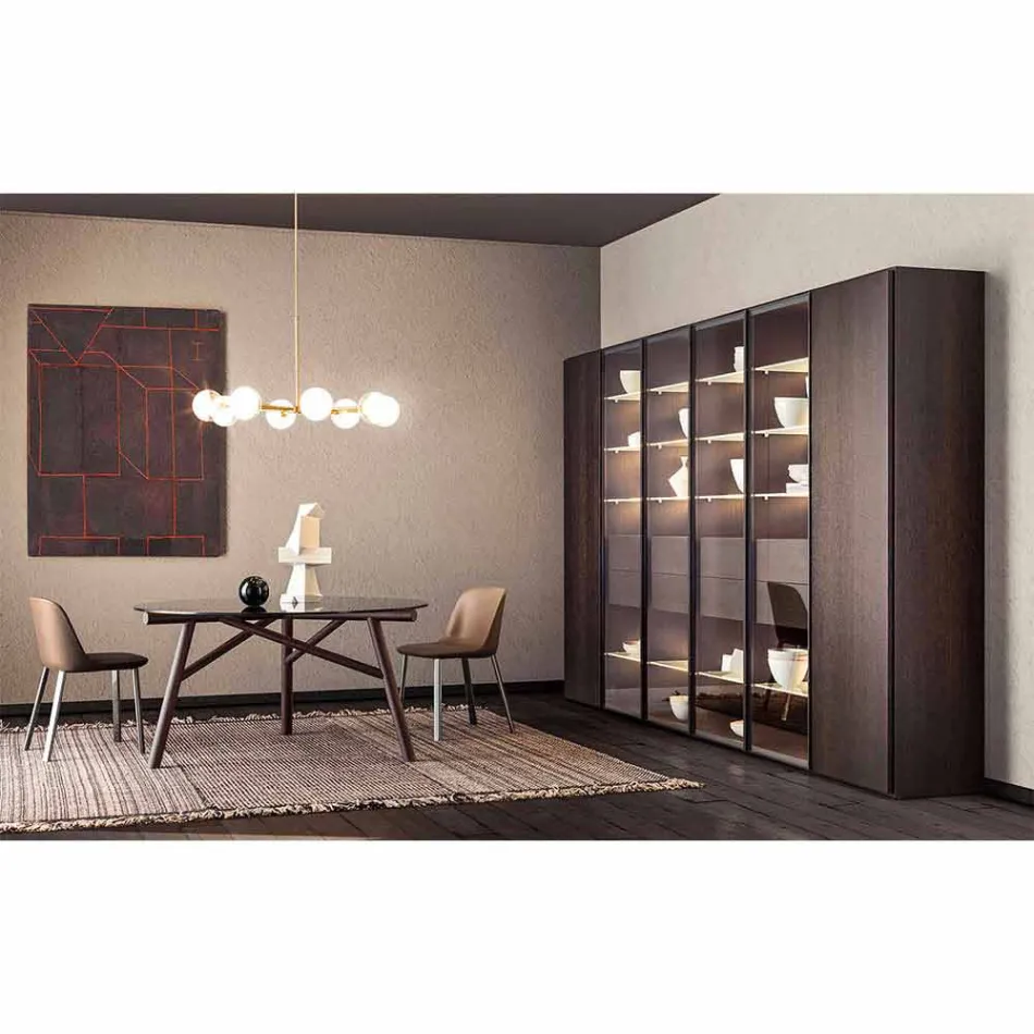 Llambë Pezullimi 8 Drita në Tunxh dhe Qelq Natyror - Molecola nga Il Fanale Viadurini