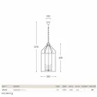 Llambë varëse me 3 drita bronzi dhe Turandot qelqi Viadurini