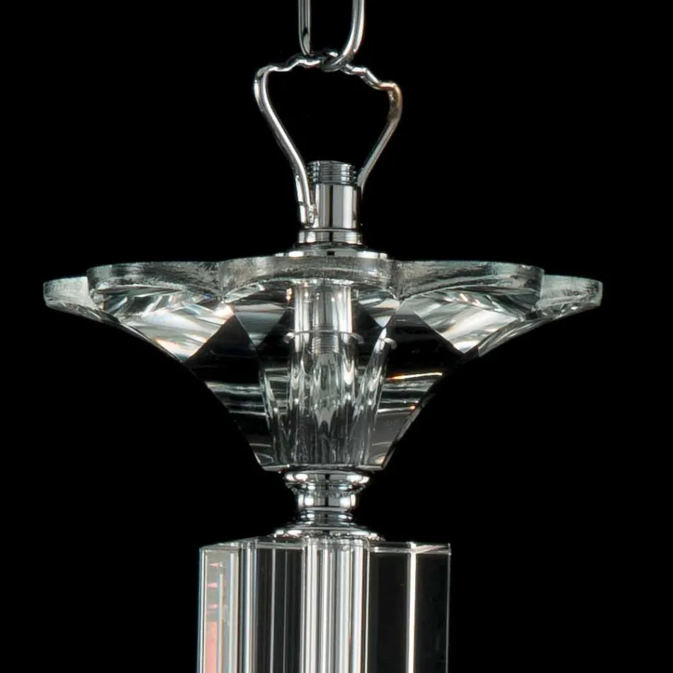 Llambë pezullimi me 3 drita në gotë dhe kristal Ivy, e bërë në Itali Viadurini