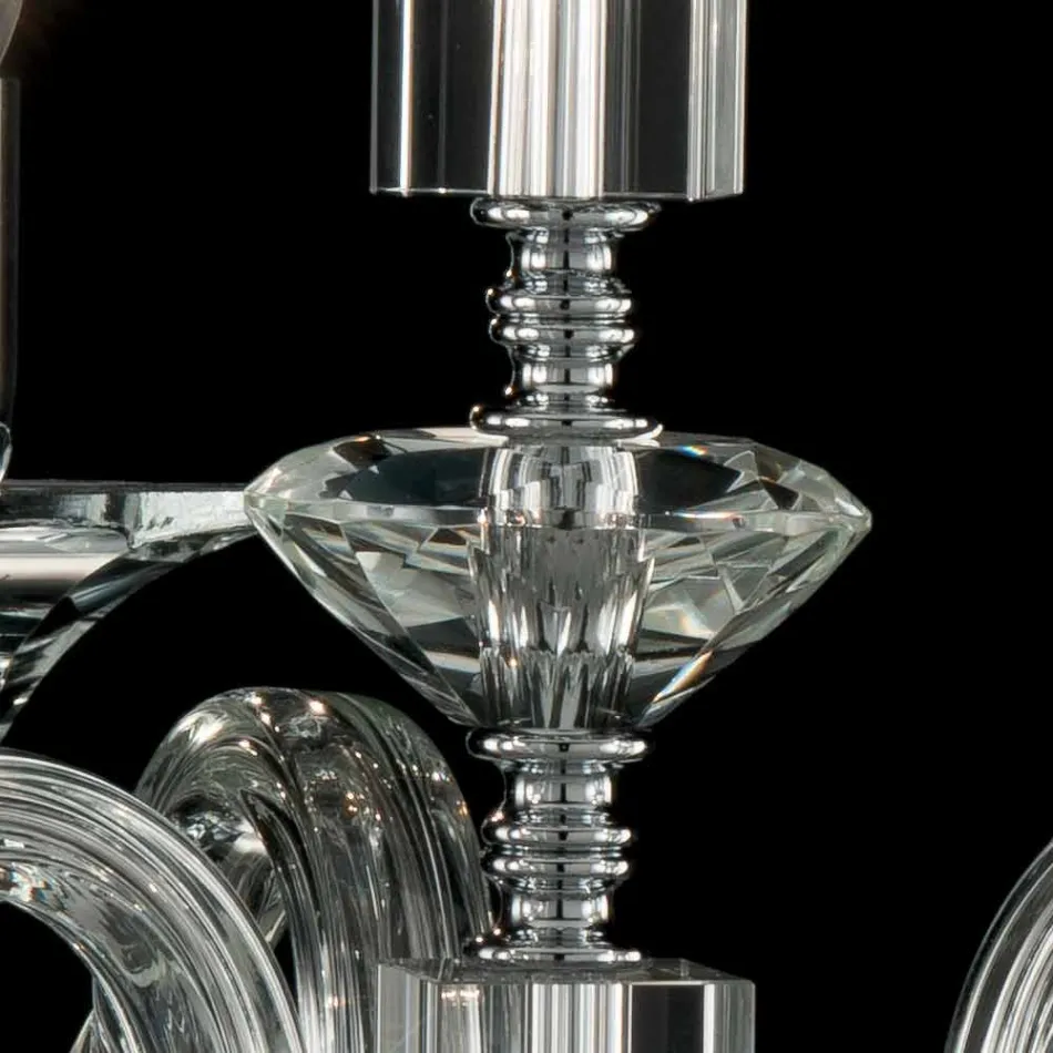 Llambë pezullimi me 3 drita në gotë dhe kristal Ivy, e bërë në Itali Viadurini