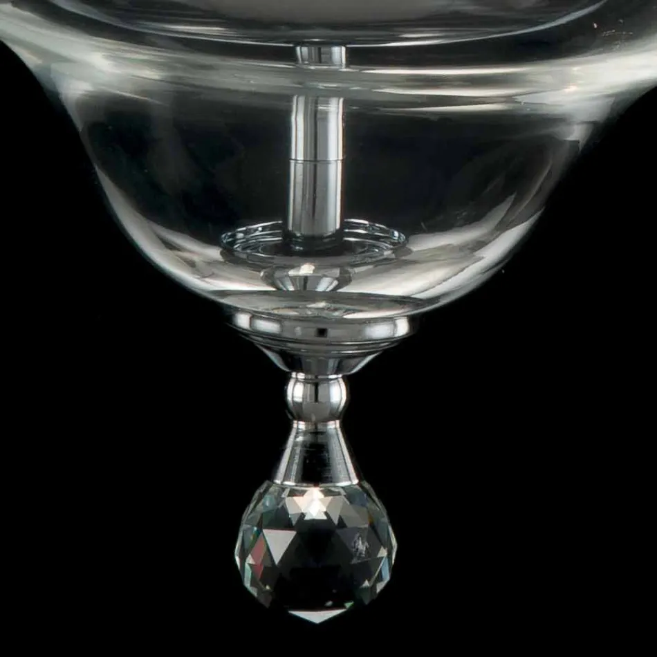 Llambë pezullimi me 3 drita në gotë dhe kristal Ivy, e bërë në Itali Viadurini