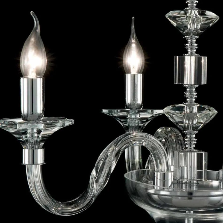 Llambë pezullimi me 3 drita në gotë dhe kristal Ivy, e bërë në Itali Viadurini