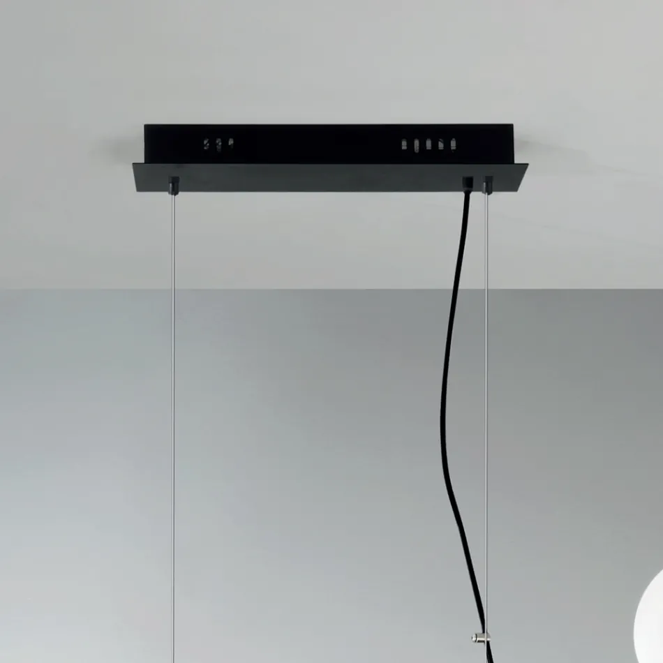 Llambë pezullimi me 5 drita në metal dhe xham modern të fryrë - Birga Viadurini