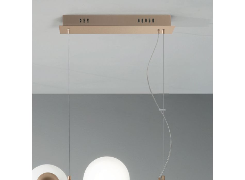 Llambë pezullimi me 5 drita në metal dhe xham modern të fryrë - Birga Viadurini