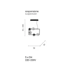 Llambë pezullimi me 5 drita në metal dhe xham modern të fryrë - Birga Viadurini