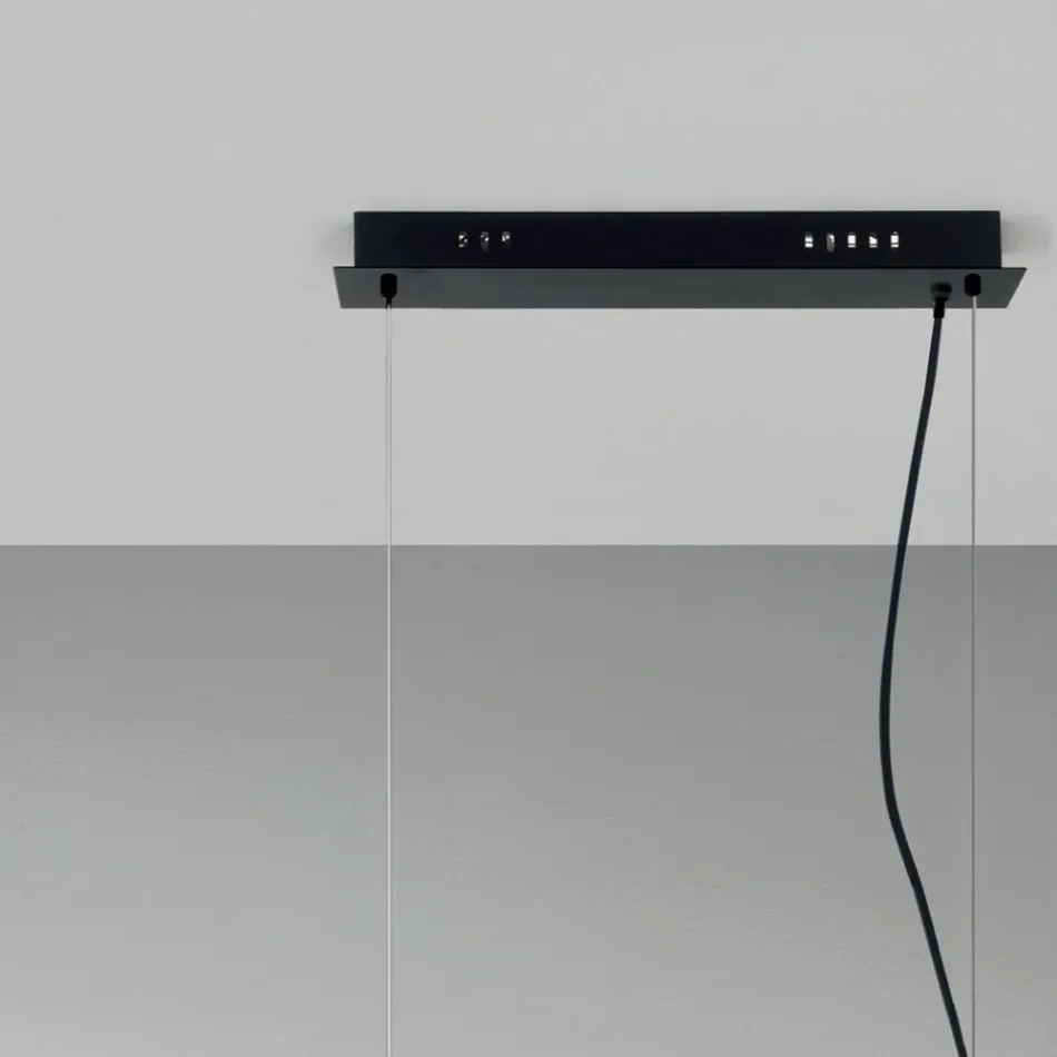 Llambë pezullimi me 6 drita në metal dhe xham modern të fryrë - Birga Viadurini