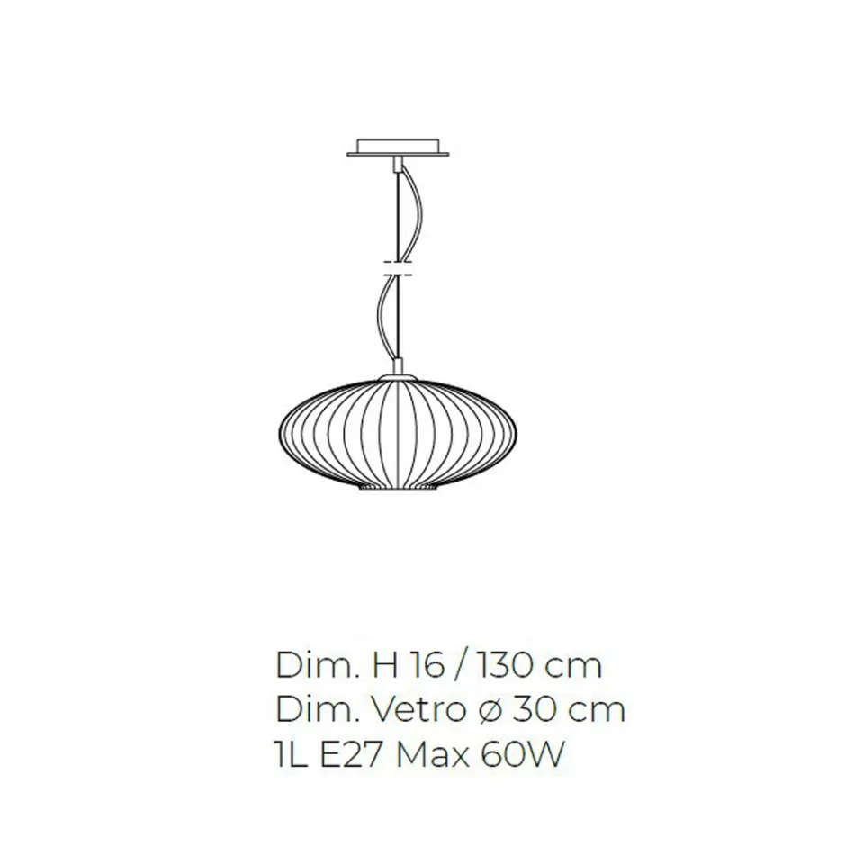 Llambë varëse me xham të fryrë me dorë në Venecia - Dafne Viadurini