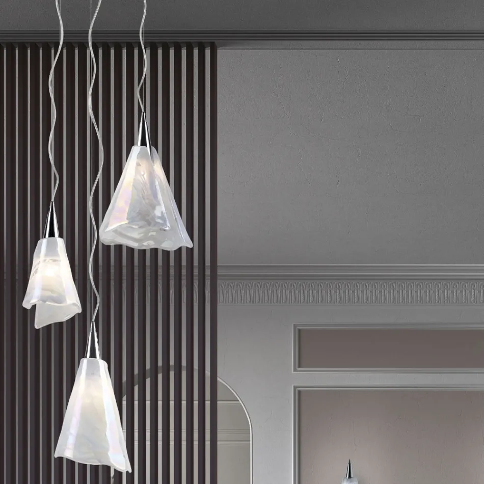 Llambë varëse me qelq të fryrë veneciane e punuar me dorë - Kristal Viadurini