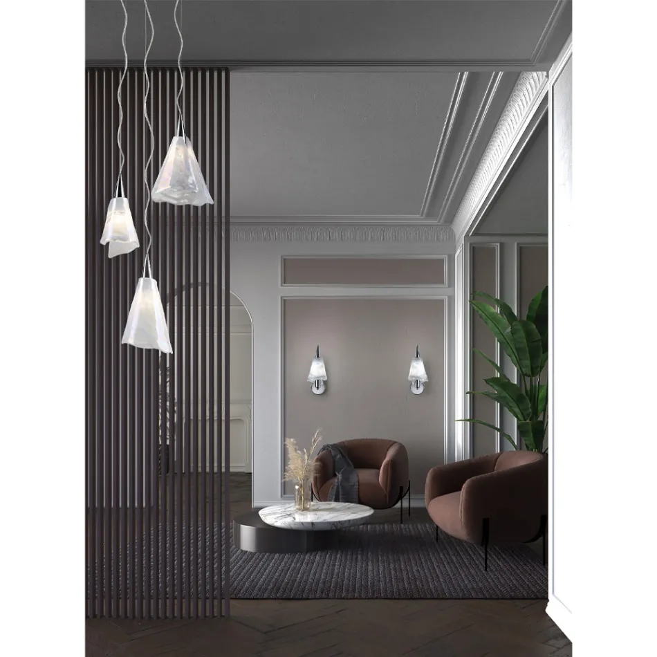 Llambë varëse me qelq të fryrë veneciane e punuar me dorë - Kristal Viadurini