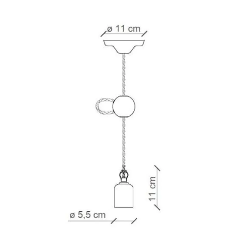 Llamba Pezulluese Industriale Artizanale ne Hekur dhe Qeramike - Vintage Viadurini