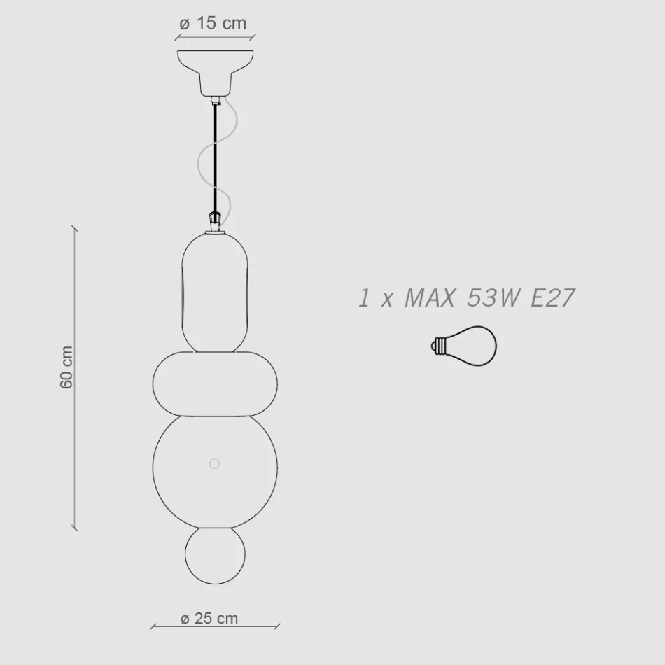 Llambë pezullimi me 3 elemente të formave të ndryshme Prodhuar në Itali - Bumbum Viadurini