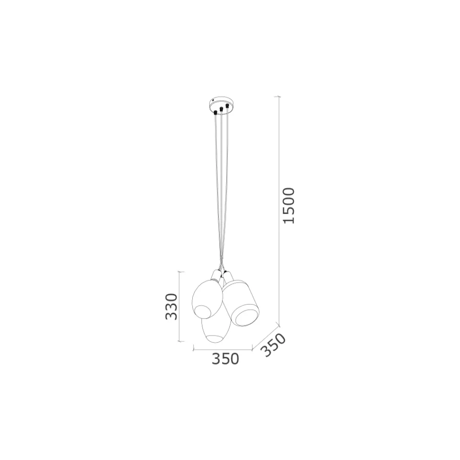 Llambë pezullimi me 3 drita në qelq metalik dhe qeramik Prodhuar në Itali - Speak Viadurini
