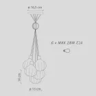 Llambë pezullimi me 6 elementë në qeramikë dhe qelq Prodhuar në Itali - Afoxe Viadurini