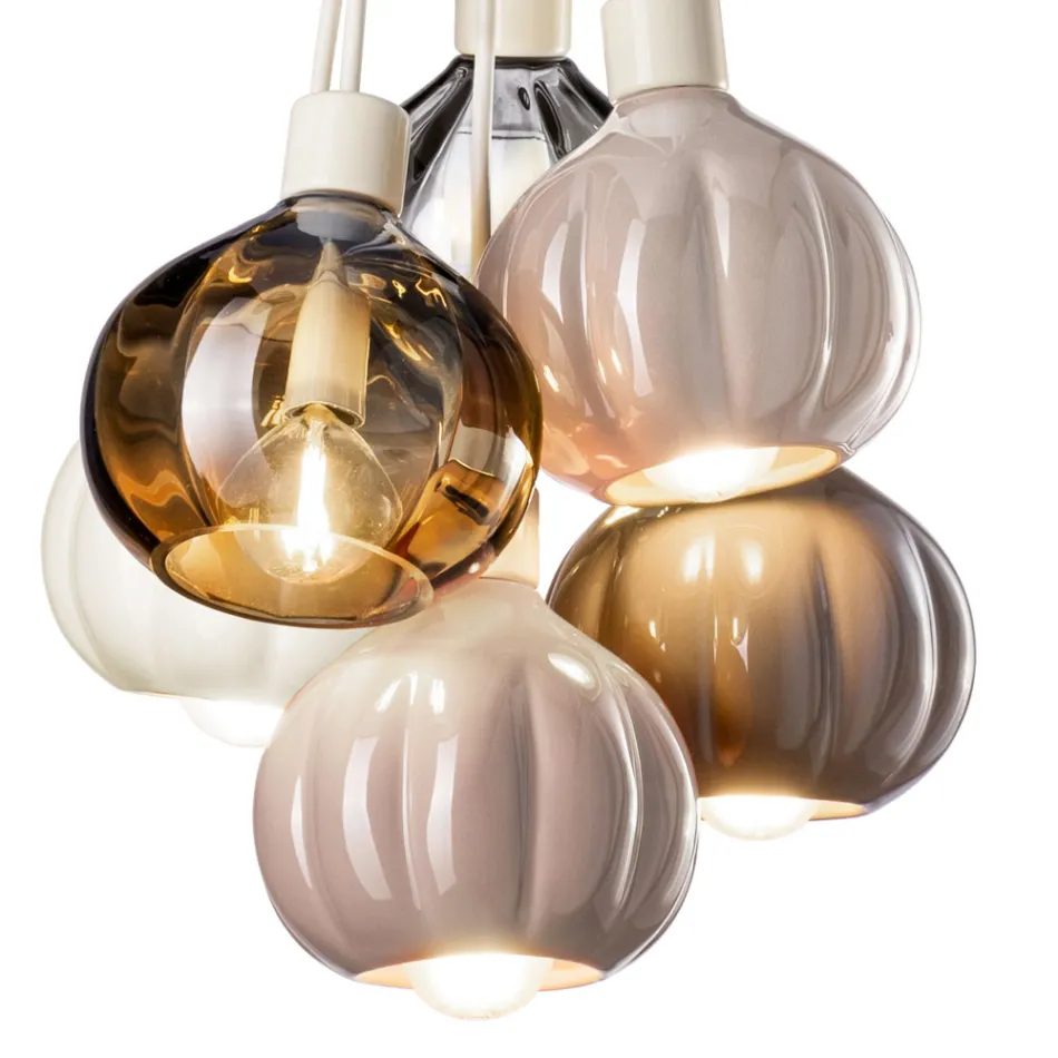 Llambë pezullimi me 6 elementë në qeramikë dhe qelq Prodhuar në Itali - Afoxe Viadurini