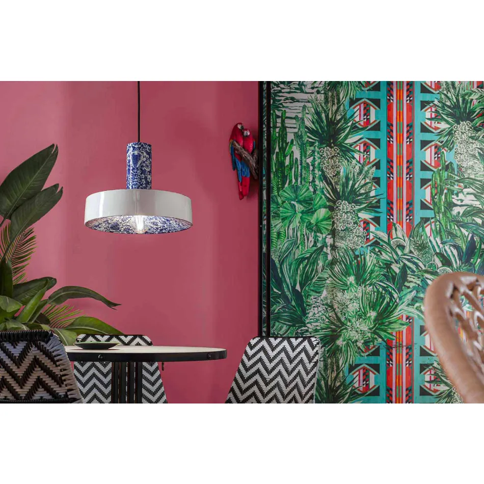 Llambë pezullimi stili retro në qeramikë me ngjyra - Ferroluce Pi Viadurini