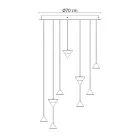 Llambë Pezullimi Dizajn 5 ose 7 Drita Tela Alumini e Zi - Mercado Viadurini