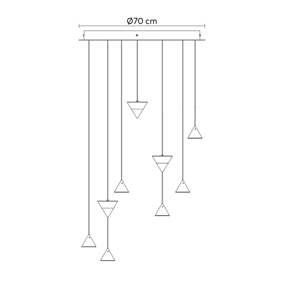 Llambë Pezullimi Dizajn 5 ose 7 Drita Tela Alumini e Zi - Mercado Viadurini