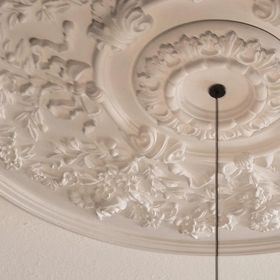 Llamba pezulluese Dizajn Gips i Bardhe dhe Alumini i Zi 1 Kon - Tesera Viadurini