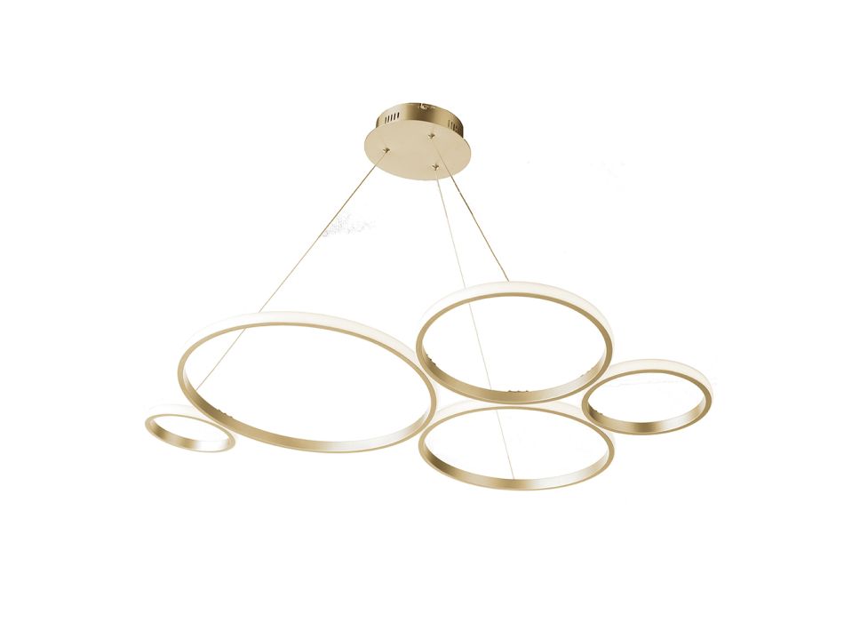Dizajn llambë pezullimi për dhomën e ndenjes në metal argjendi ose ari - Olimpo Viadurini
